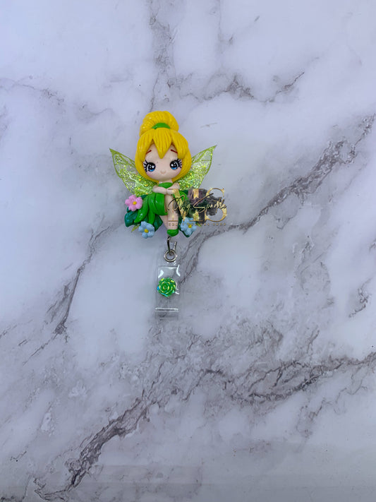 Princess Fairy Tinker Bell Clay Badge Reel