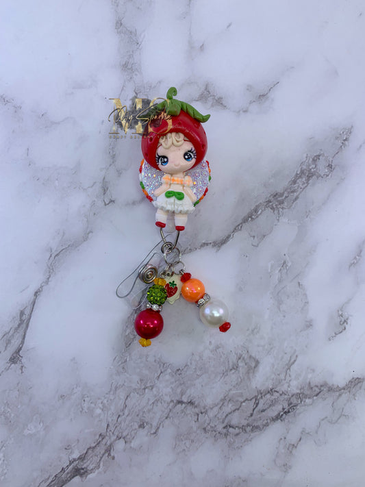 Strawberry Girl Clay Badge Reel