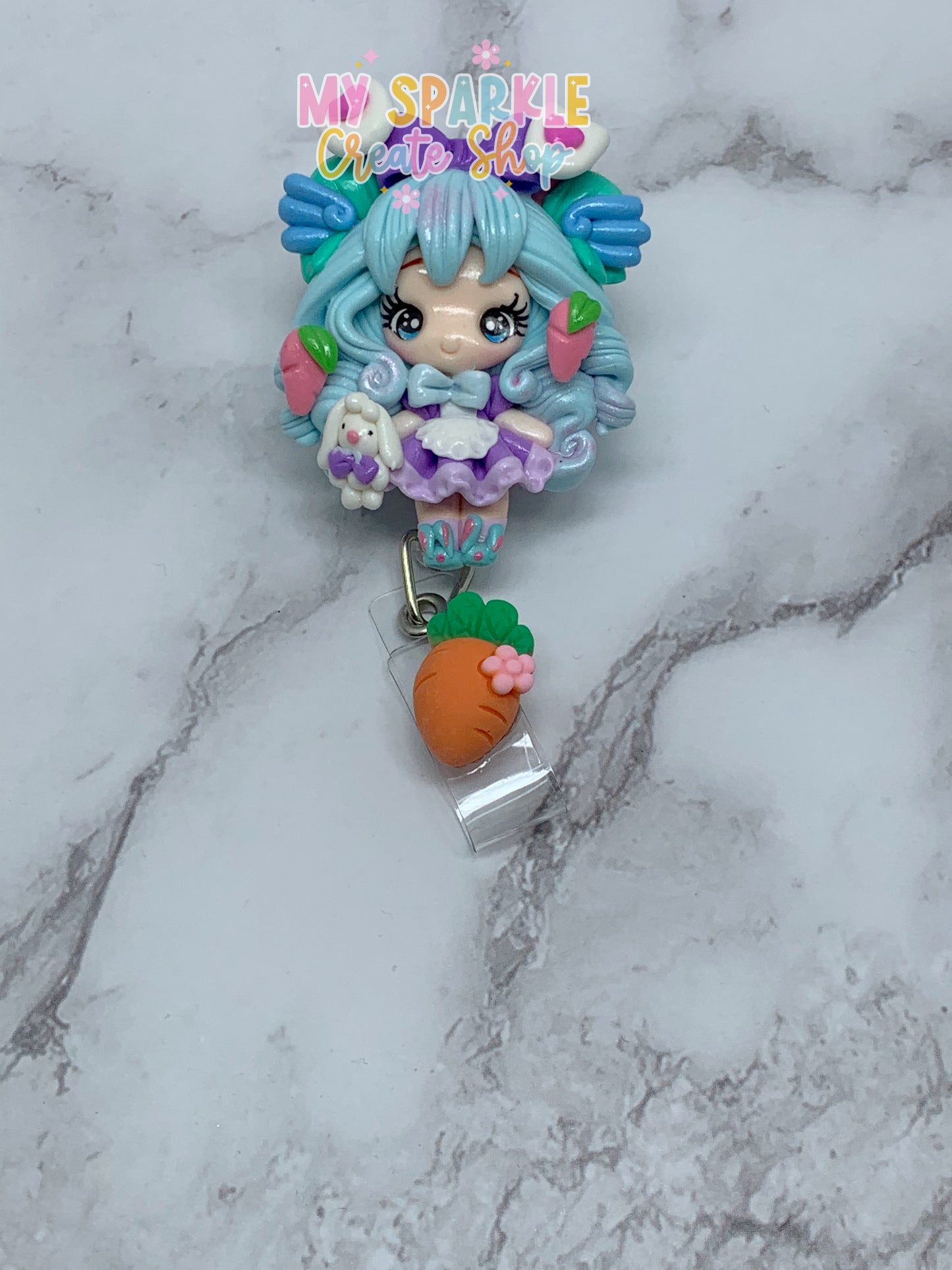 Easter Bunny Girl Clay Badge Reel