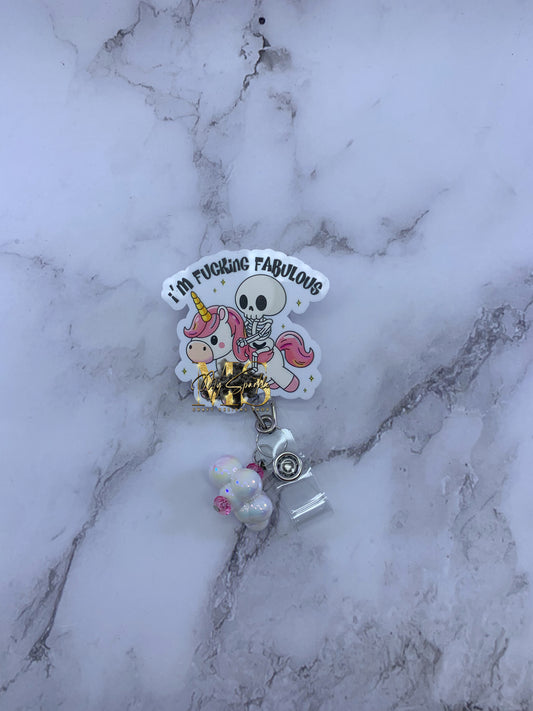 Funny Unicorn I'm Fuc*ing Fabulous Badge Reel