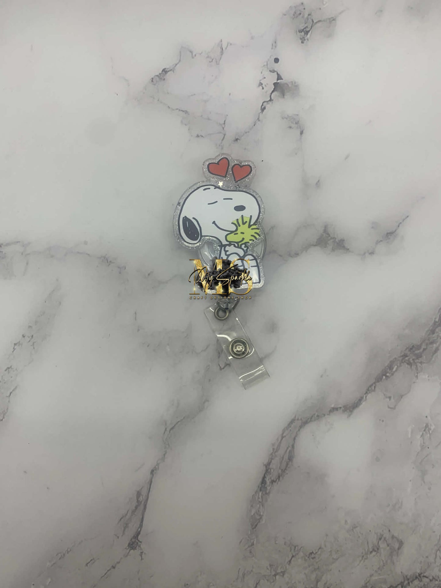 White Pup Badge Reel