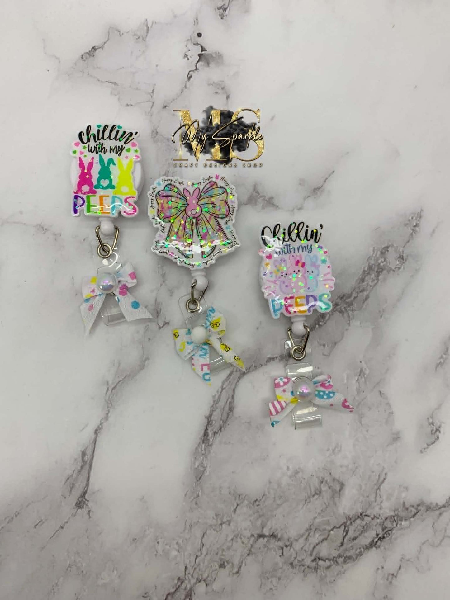 Chillin' With My Peeps Glitter Badge Reel