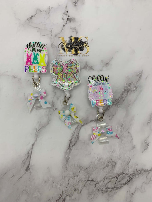 Chillin' With My Peeps Glitter Badge Reel