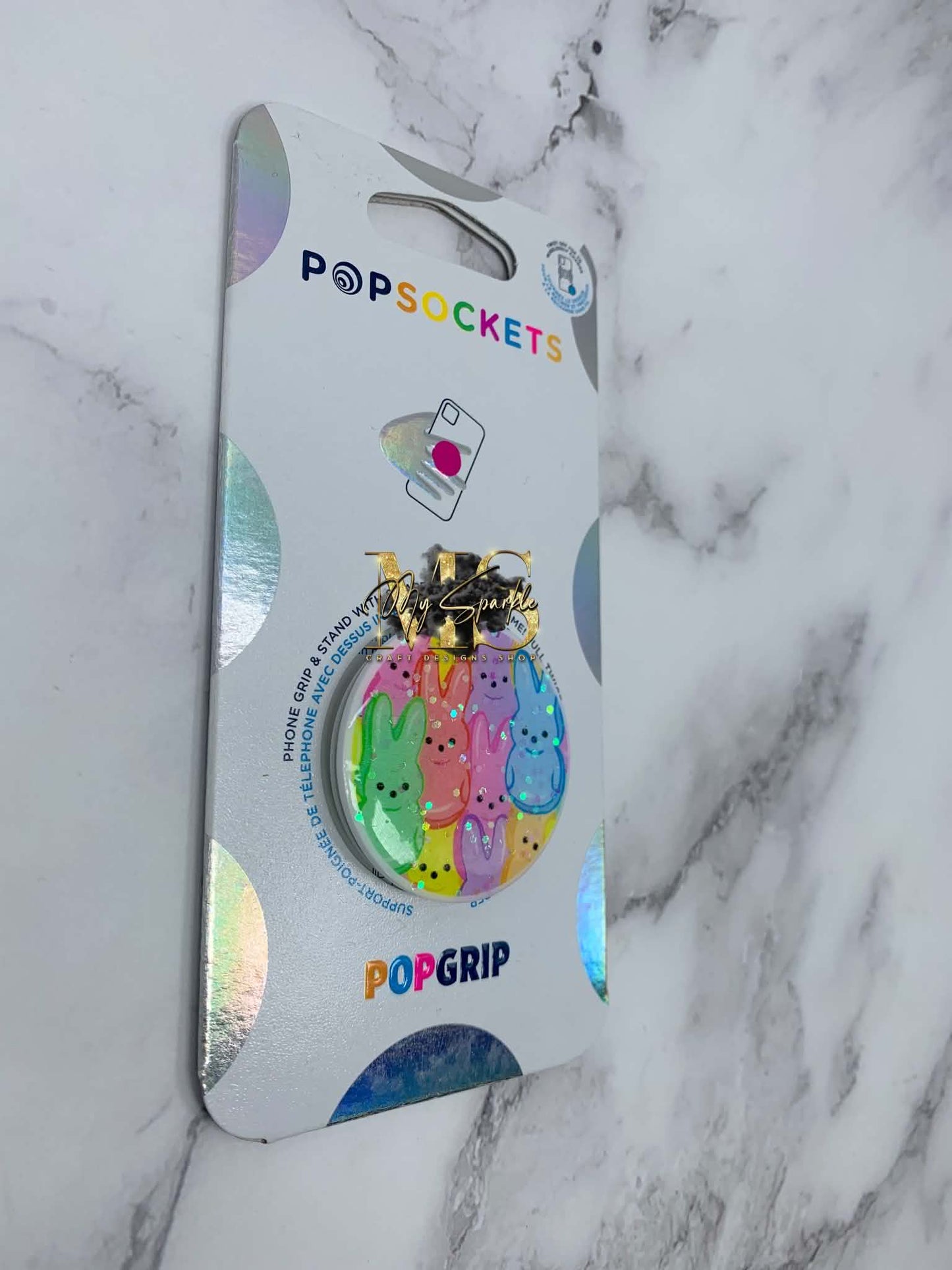 Marshmallow Peeps Easter Glitter Badge Reel