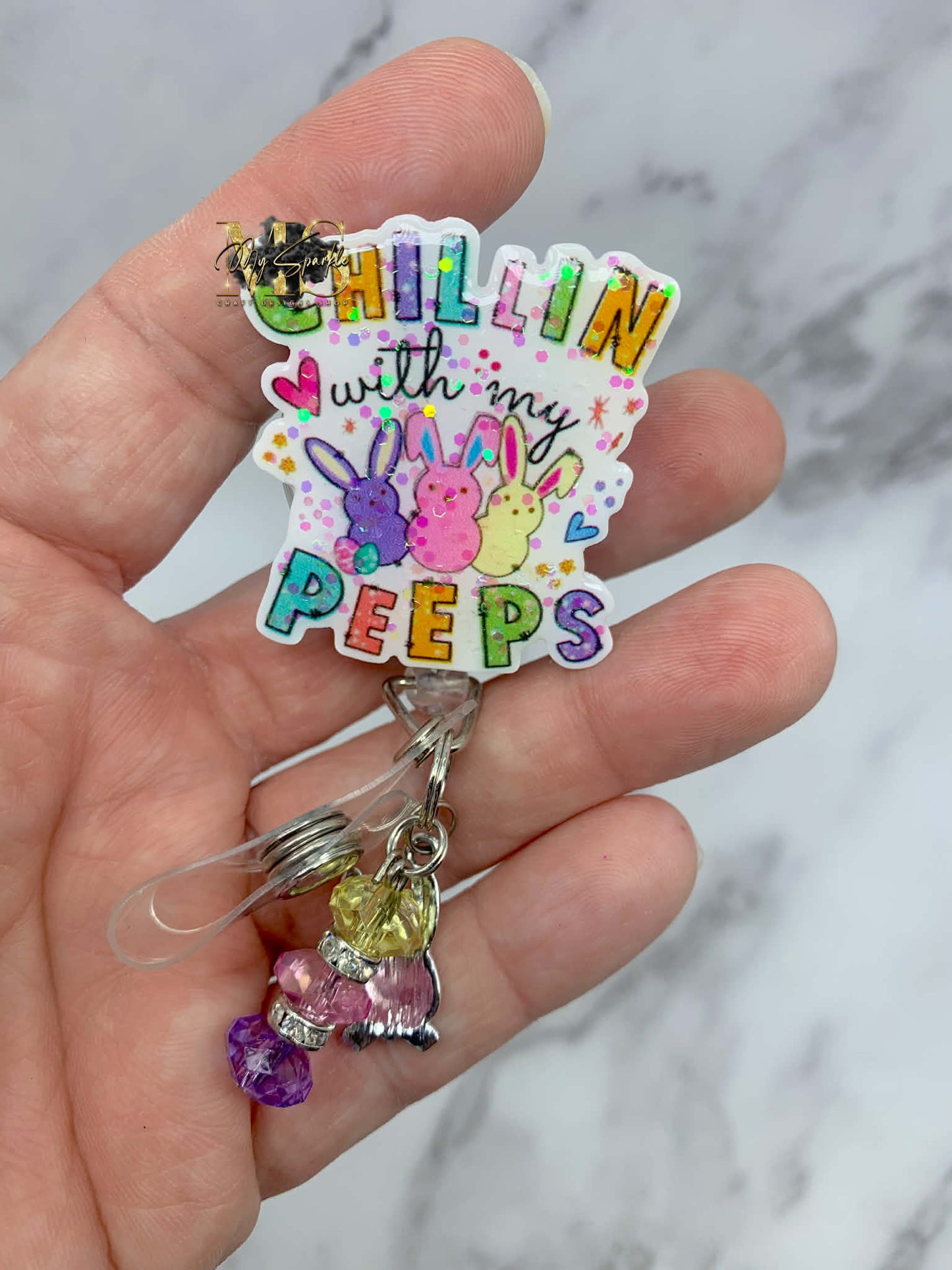 Easter Chillin With My Peeps Badge Reel