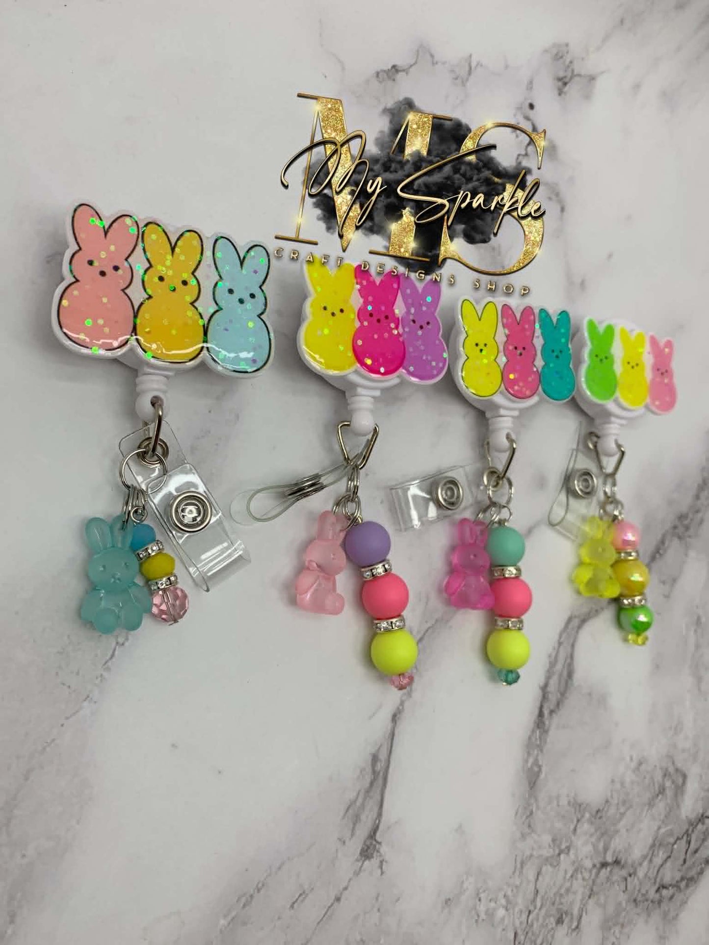 Easter Peeps Glitter Badge Reel