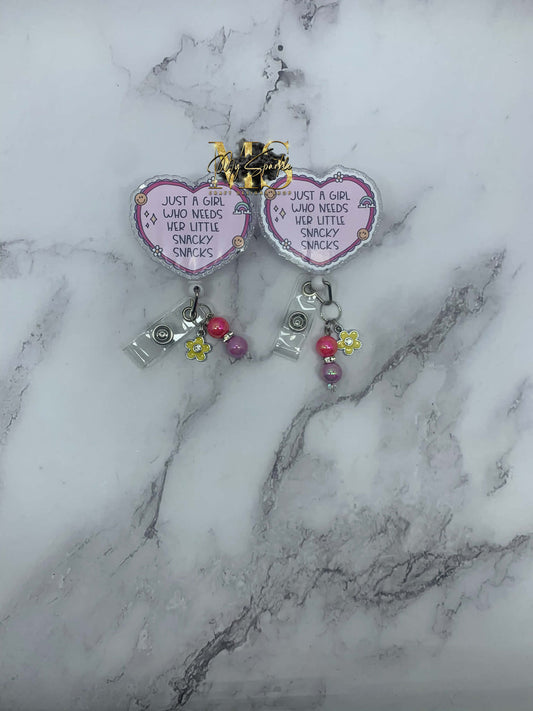 Just A Girl Who Needs Her Little Snack Snacks Badge Reel