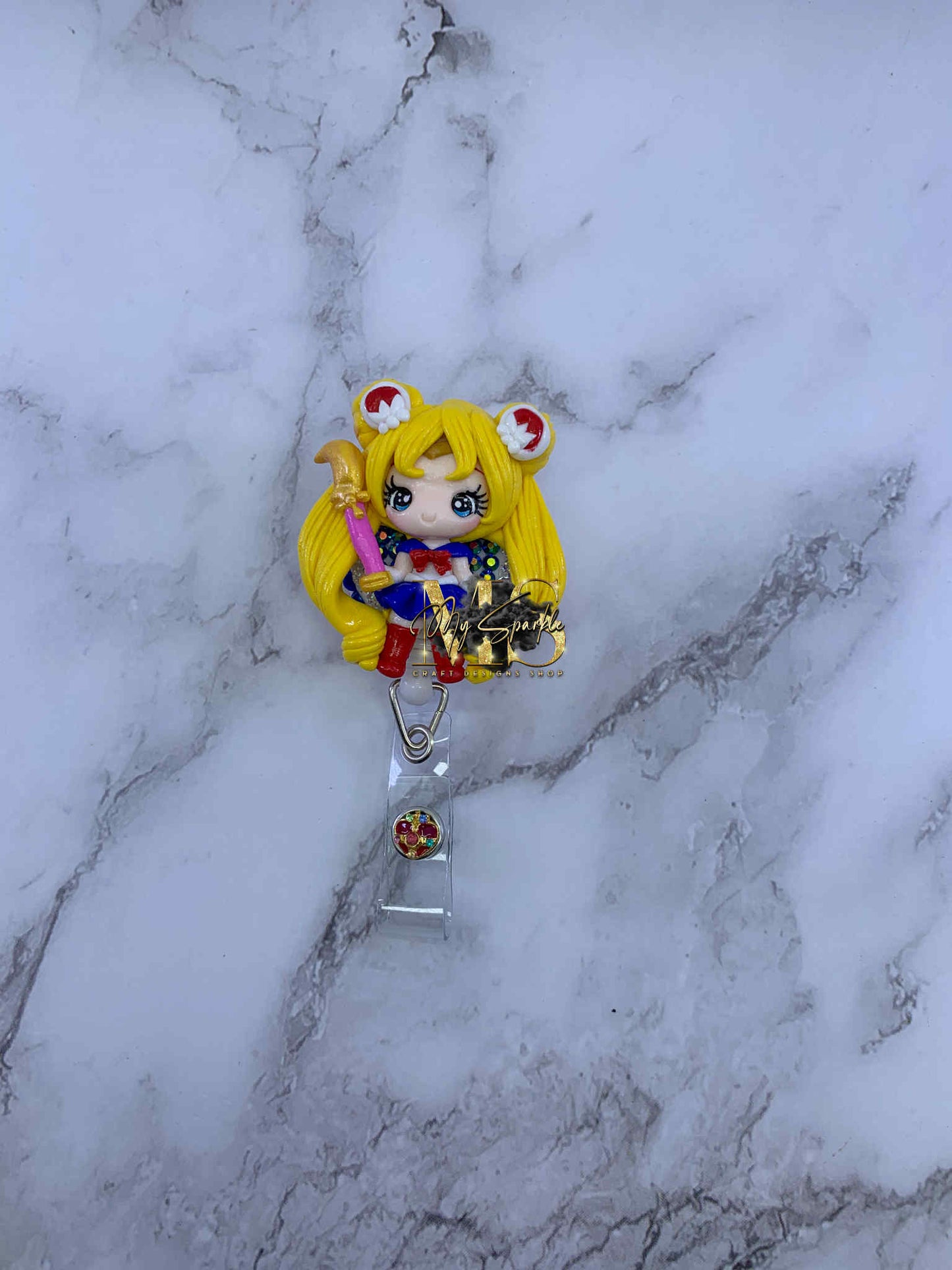 Sailor Girl Clay Badge Reel
