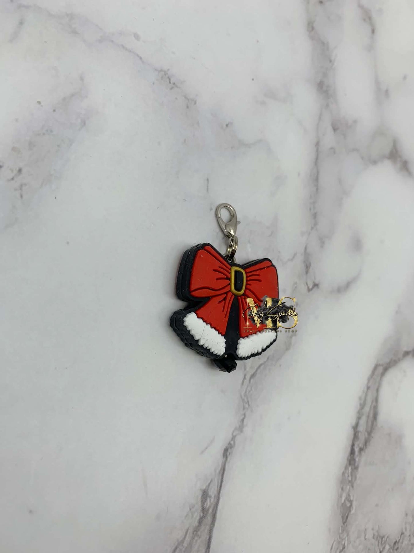 Santa Christmas Bowknot Badge Reel Charm